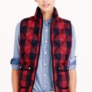 J CREW Excursion Quilted Down Vest Buffalo Check M